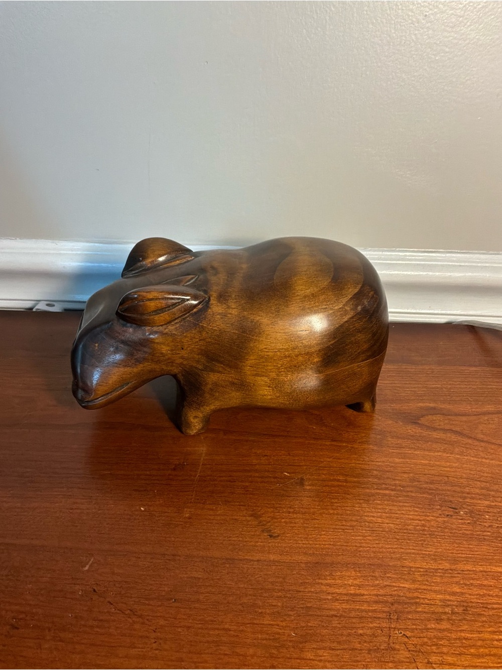 Hand made Wooden Hippo Accent Sculpture - Africa